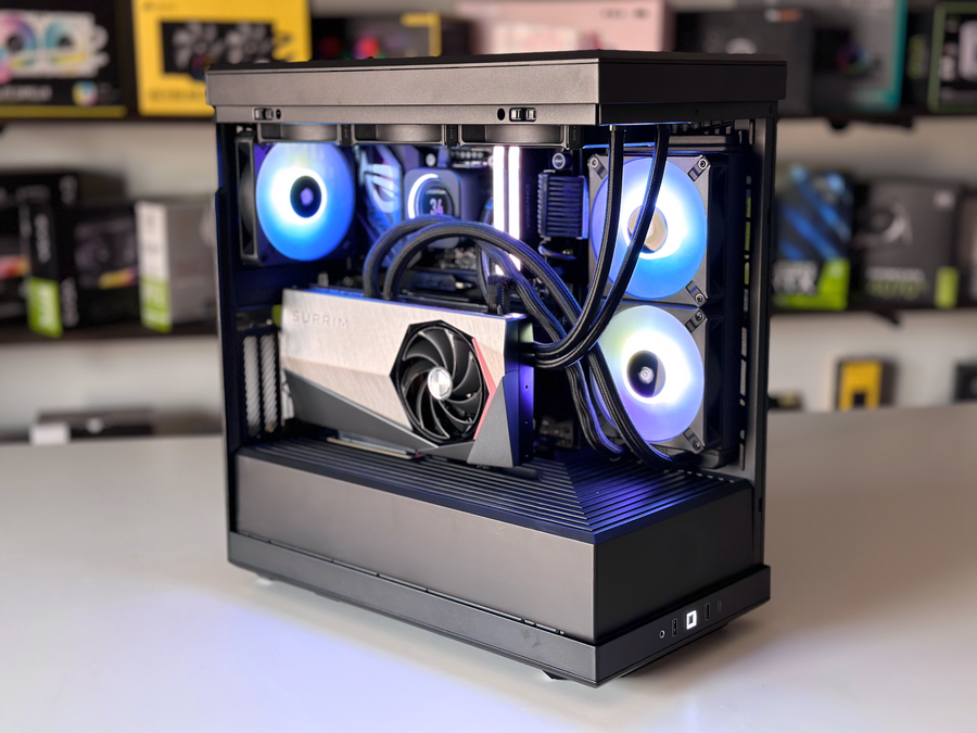 Black Custom Gaming Pc Computer with Glass Windows and Colorful Bright Rgb  Rainbow Led Lighting Isolated White Background Stock Image - Image of  cooler, digital: 231232093