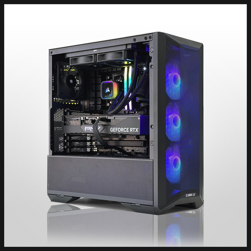 modern black gaming pc with a cooling system